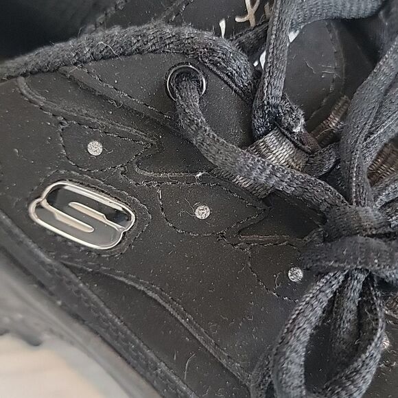 Skechers D'Lites Play On Shoe black leather Women's Size 8 - Picture 2 of 10